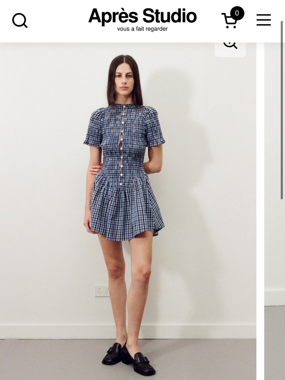 Apres studio blue plaid button picnic dress size US 6